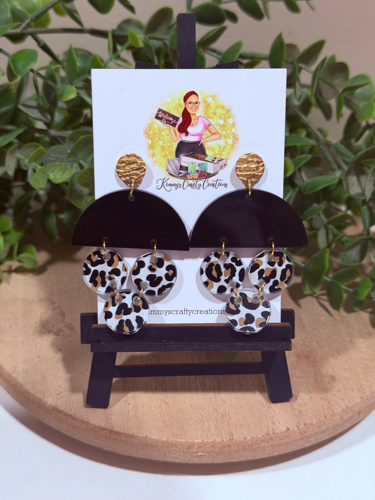 Golden Wild Leopard Dangle Earrings