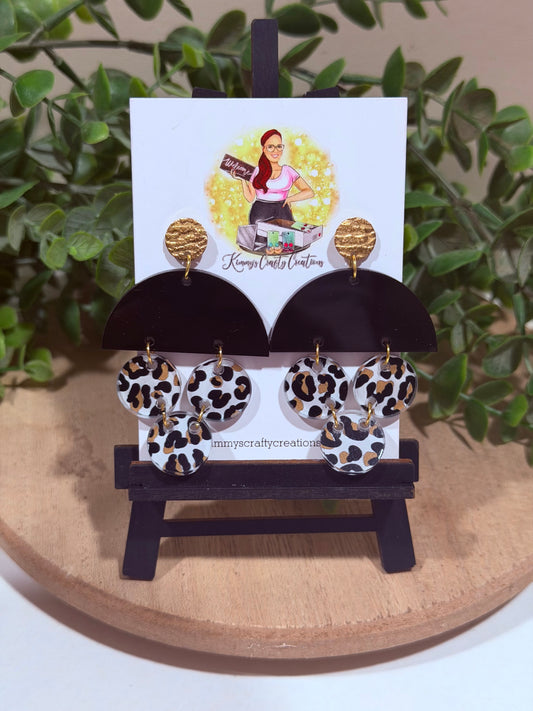 Golden Wild Leopard Dangle Earrings