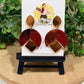 Red Marble & Mirror Gold Geometric Earrings