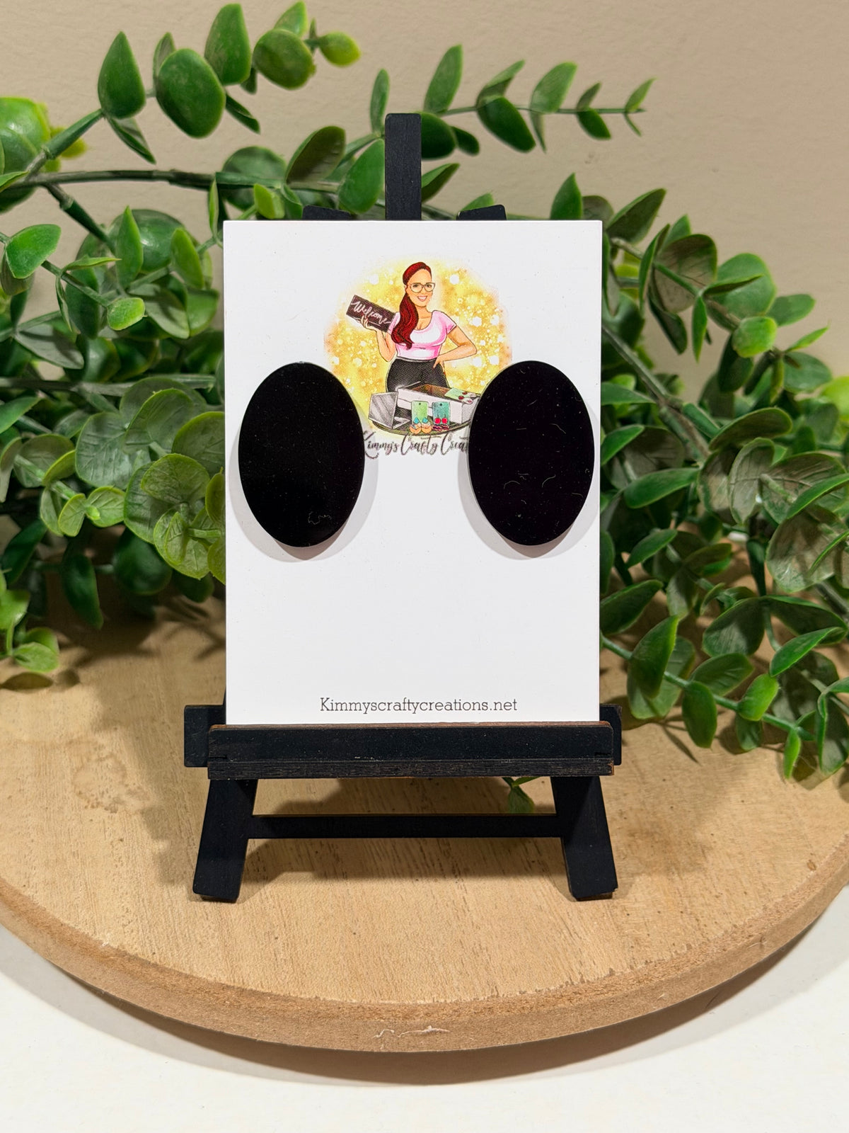 Black Oval Acrylic Stud Earrings | Hypoallergenic Statement Studs