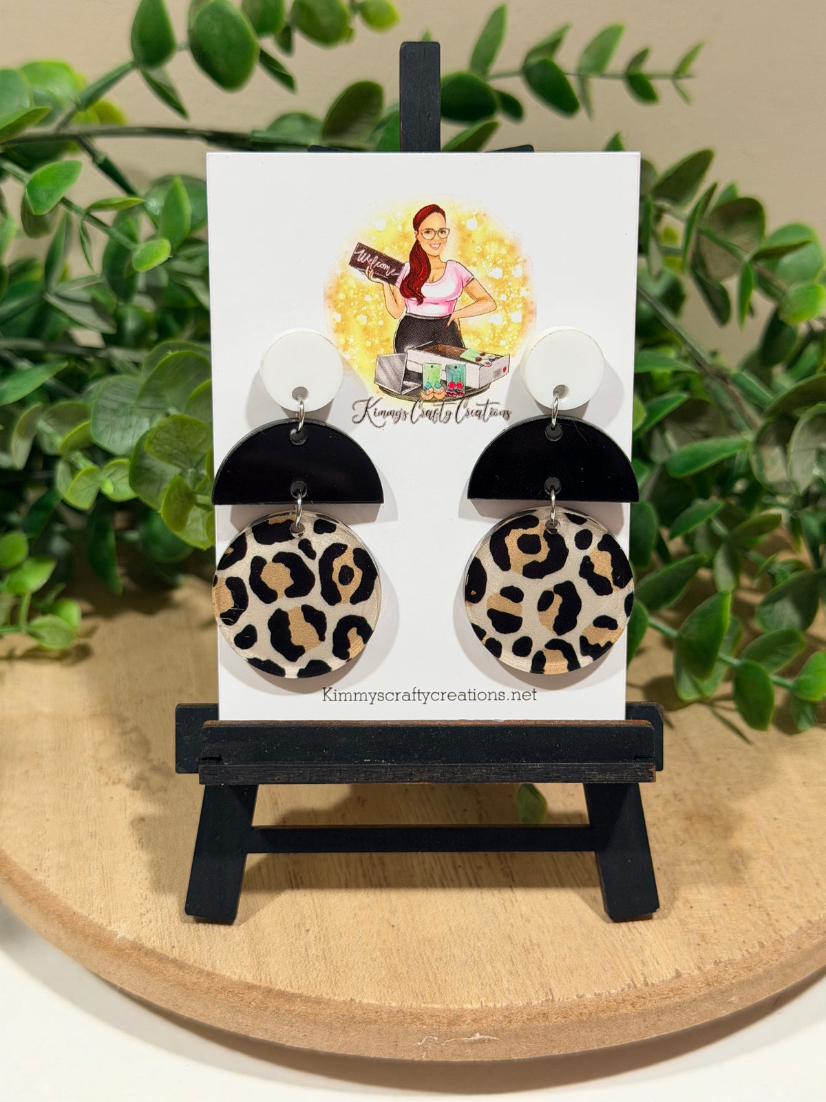 Leopard Print Geometric Statement Earrings
