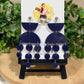 Navy Blue Chandelier Statement Earrings