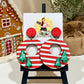 Hand-Painted Striped Christmas Tree Earrings – Layered Wooden Holiday Statement Jewelry