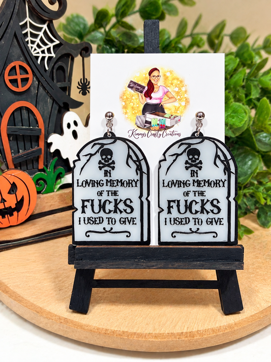 In Loving Memory of the F*cks I Used to Give Tombstone Earrings | Funny Halloween Earrings