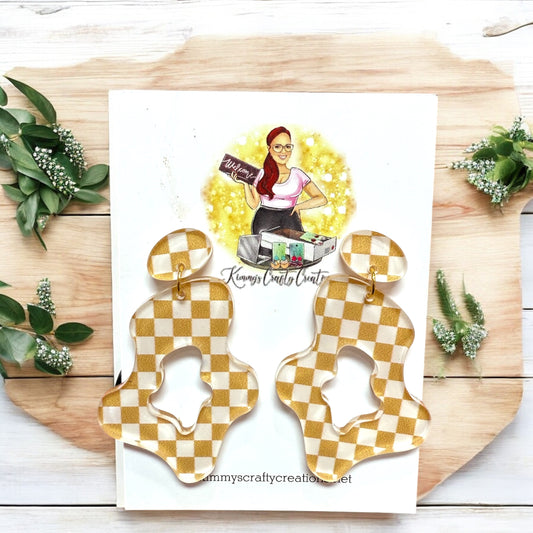 Checkered Boho Stud Dangles
