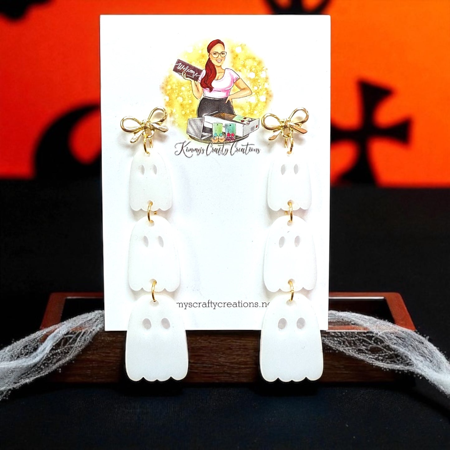 Bow Stud Ghost Dangles