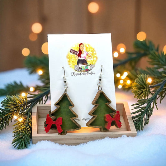 Rustic Christmas Tree Earrings