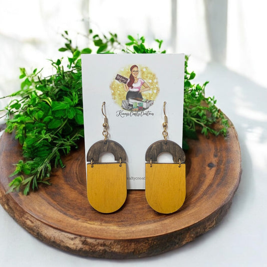 Ochre Wooden Boho Dangles