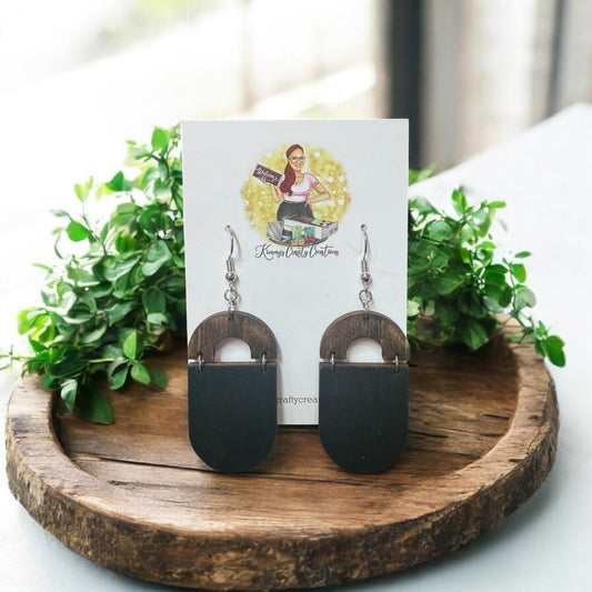 Black Wooden Boho Earrings
