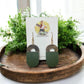 Khaki Green Wooden Boho Earrings