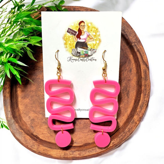 Pink Sliver Line Dangles