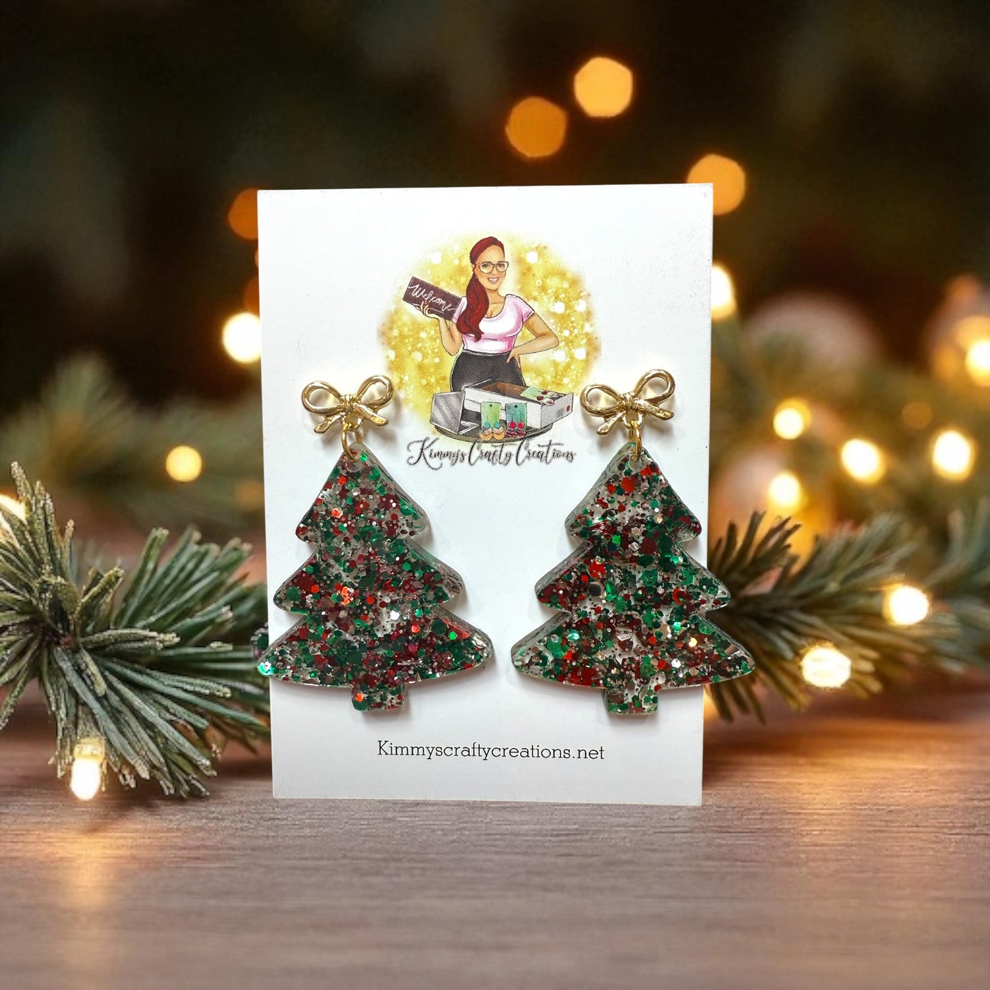 Glitter Christmas Tree Earrings