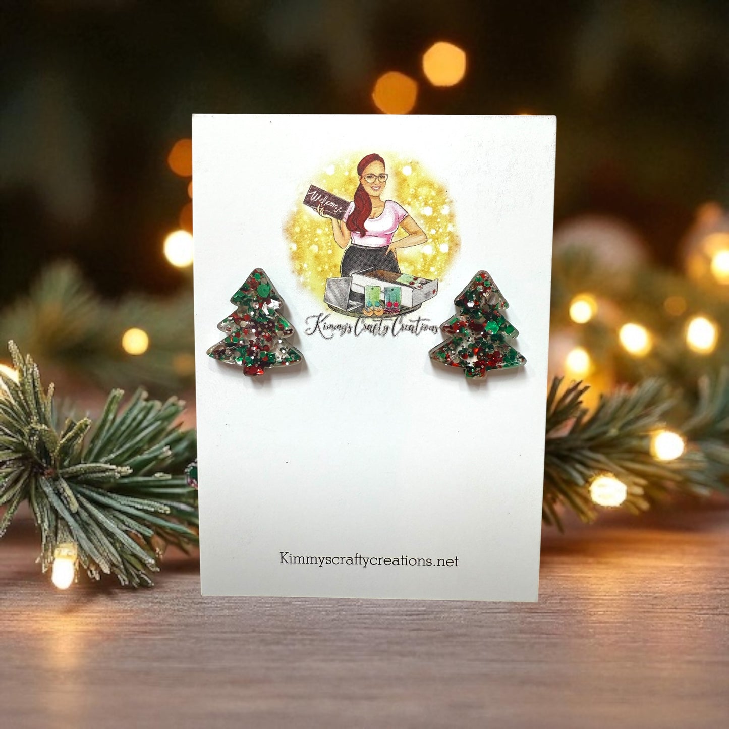 Glitter Christmas Tree Earrings
