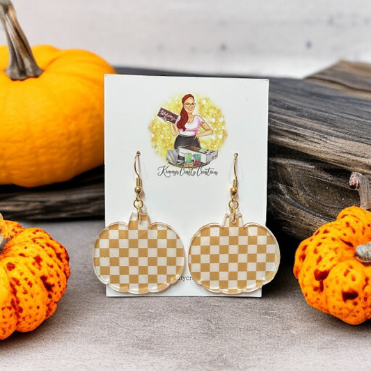 Checkered Pumpkin Earrings