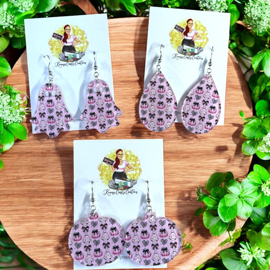 Coquette Pumpkin/Ghost Print Earrings