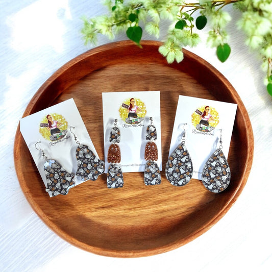 Pumpkin Floral Print Earrings