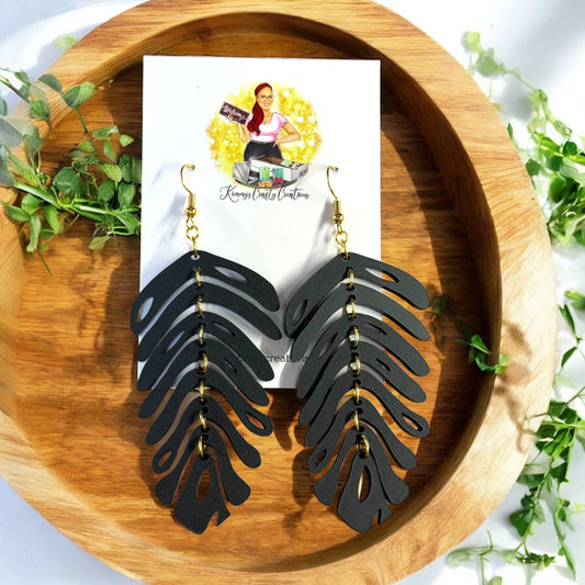 Black Flowing Leaf Dangles