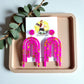 Pink Golden Flake Boho Arch Dangles