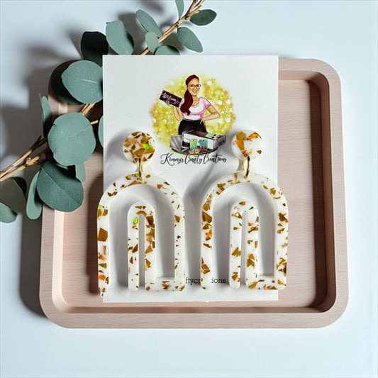 White Gold Flake Boho Stud Dangles