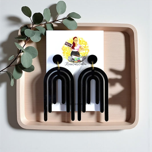 Black Boho Arch Stud Dangles