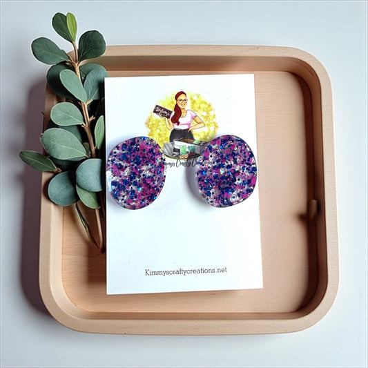 Pink/Blue Confetti Stud Earrings