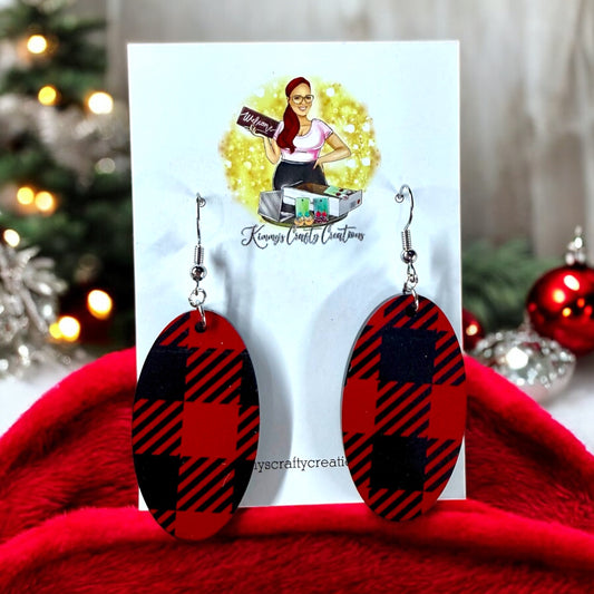 Plaid Oval Dangles