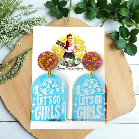 “Let’s Go Girls” Western Statement Earrings – Cowgirl Dangle Earrings
