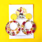 Floral Hoop Statement Earrings – Yellow & Red Spring Dangles