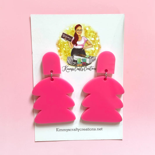 Solid Neon Pink Statement Dangles