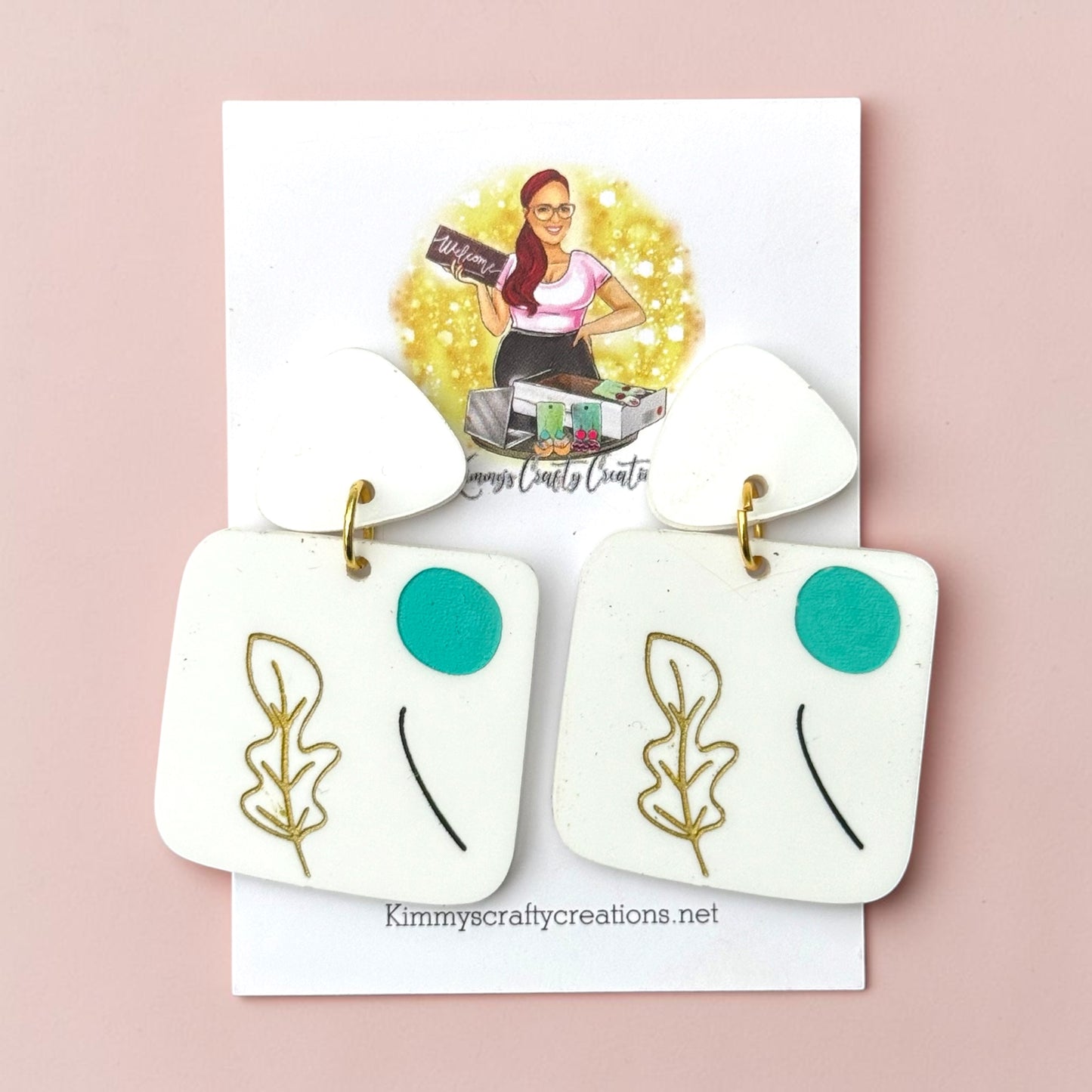 Hand-Painted Botanical Dangle Earrings