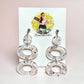 Floral Double Dangle Earrings – Soft Neutral Statement Drops