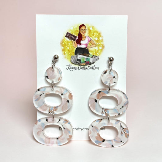 Floral Double Dangle Earrings – Soft Neutral Statement Drops