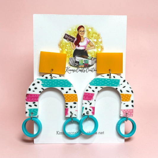 Color Pop Arch Dangle Earrings – Retro Abstract Statement