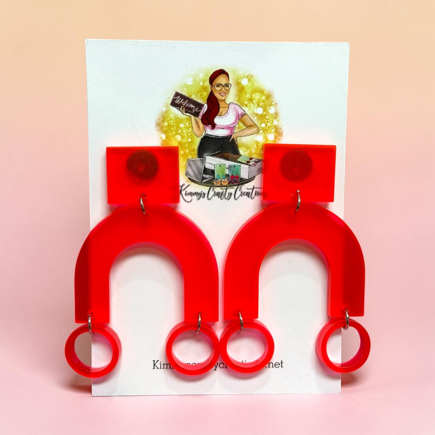 Neon Pink Arch Dangle Earrings – Bold Statement Drops