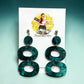 Teal Marble Double Drop Earrings – Elegant Statement Dangles