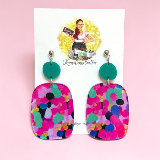 Confetti Pop Statement Earrings – Colorful Acrylic Dangles