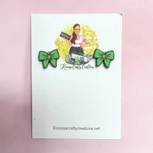 Little Girl Green Bow Earrings – Cute & Handcrafted 🎀💚