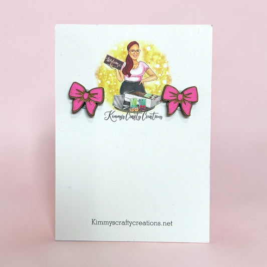 Little Girl Pink Bow Earrings – Cute & Handcrafted 🎀💖