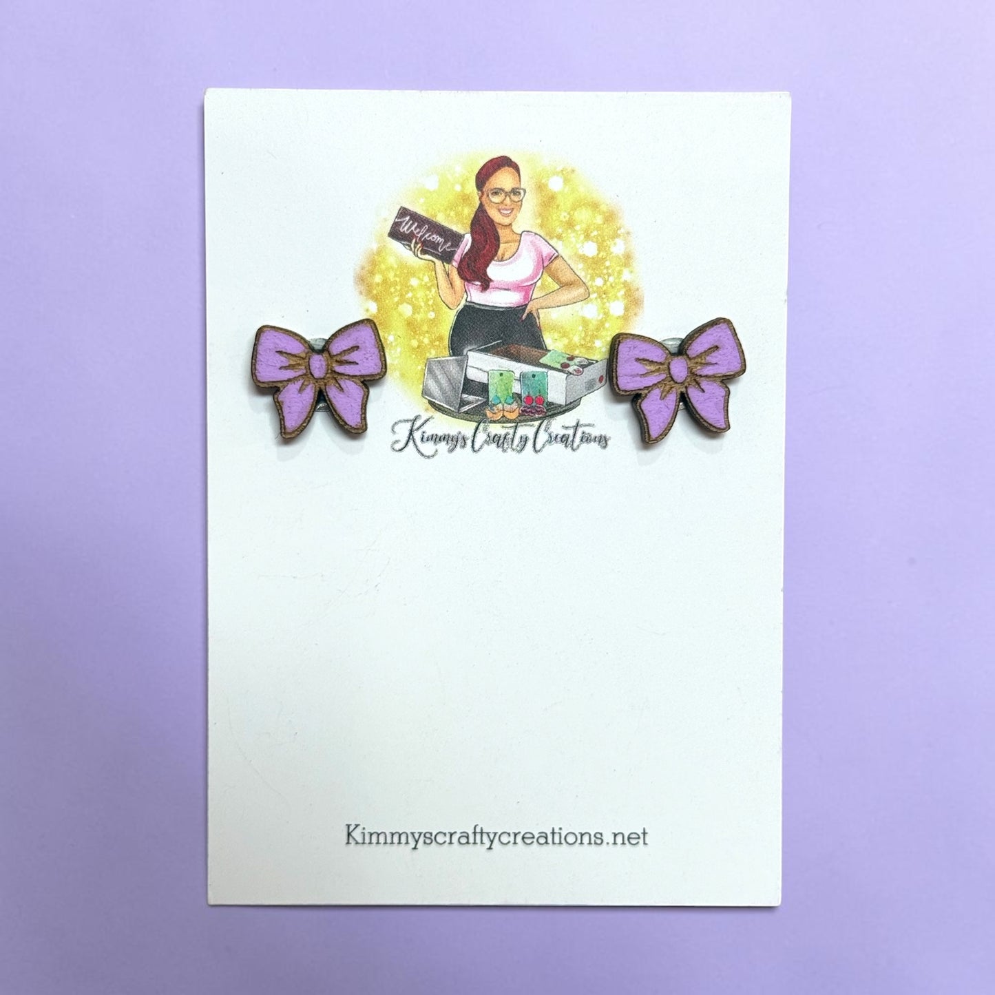 Little Girl Purple Bow Earrings – Sweet & Handcrafted 🎀💜