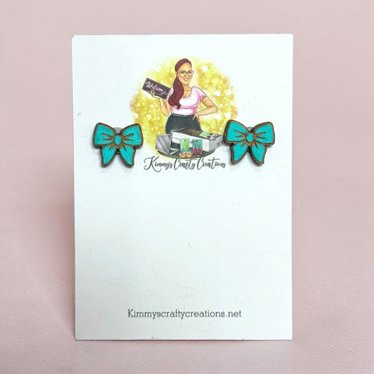 Little Girl Teal Bow Earrings