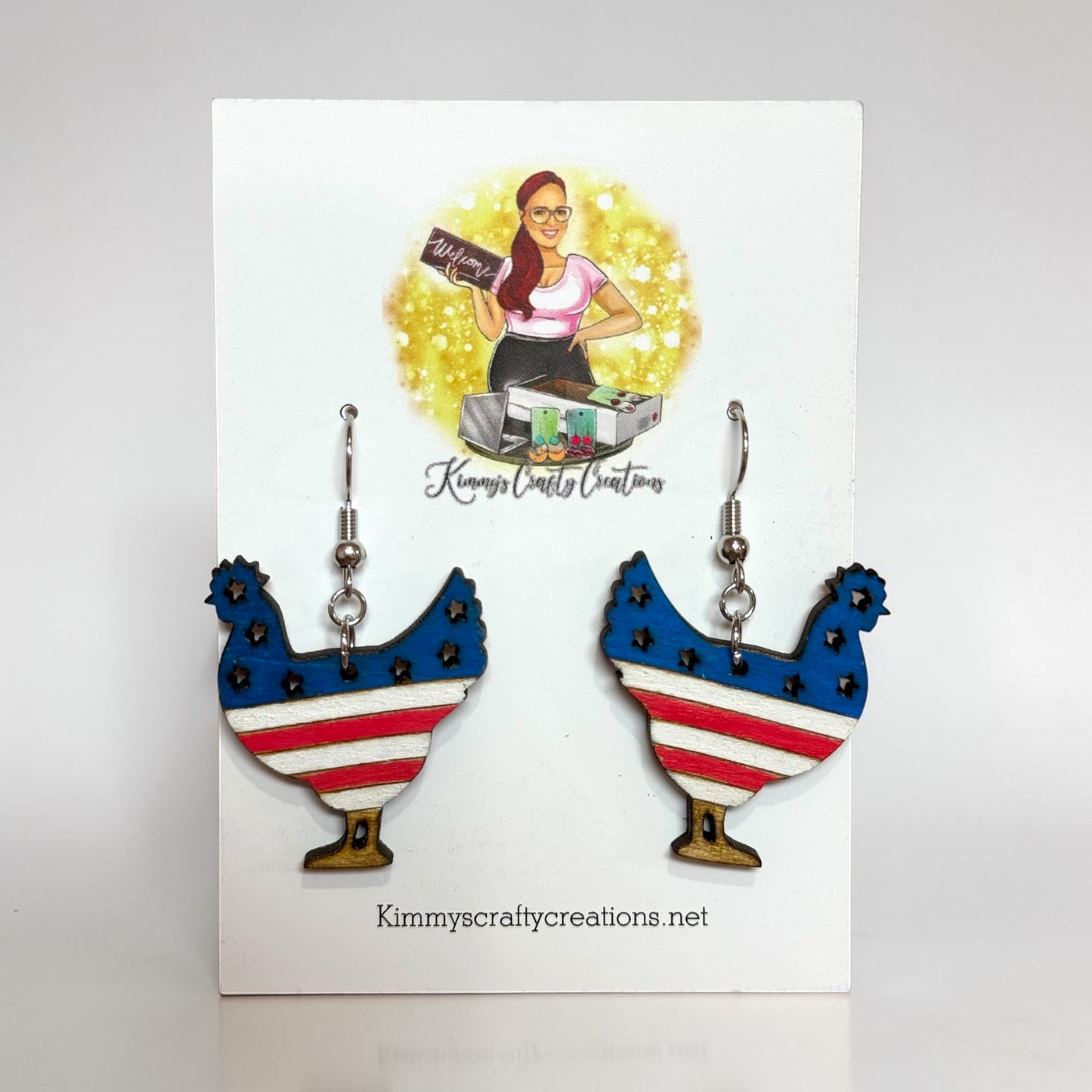 USA Flag Chicken Earrings 🇺🇸🐔