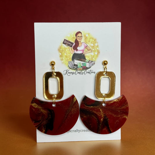 Crimson Luxe Marble Statement Earrings