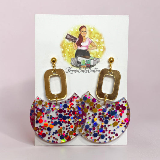 Golden Confetti Statement Earrings
