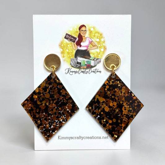 Gold & Black Glitter Statement Earring