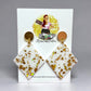 White & Gold Flake Statement Earrings