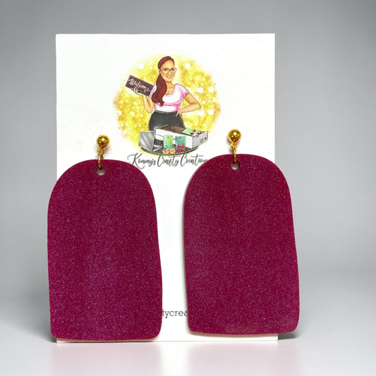 Burgundy Glitter Arch Drop Earrings