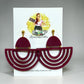 Burgundy Glitter Arch Statement Earrings