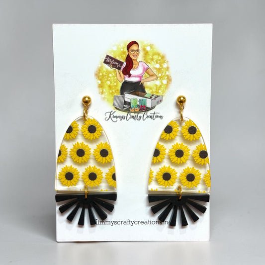 Golden Sunflower Fan Drop Earrings 🌻✨