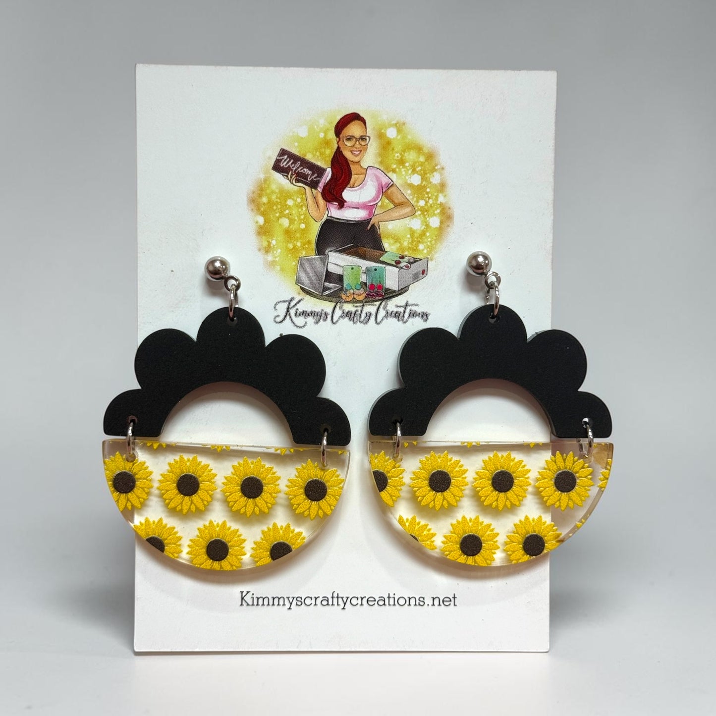 Midnight Sunflower Arch Earrings 🌻🖤