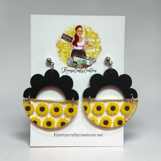 Midnight Sunflower Arch Earrings 🌻🖤